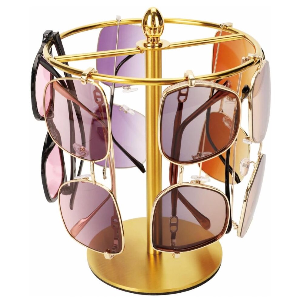 Gold Sunglasses Organizer Stand – Large Capacity Eyeglasses Holder